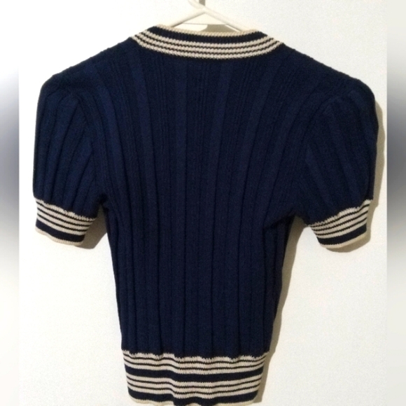 Vintage Y2K "Wayne Rogers" Silk blend v-neck ribbed sweater top medium, perfect! - Picture 3 of 7